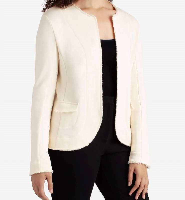 Frayed Edge Open Jacket In Birch Traditional Women's 