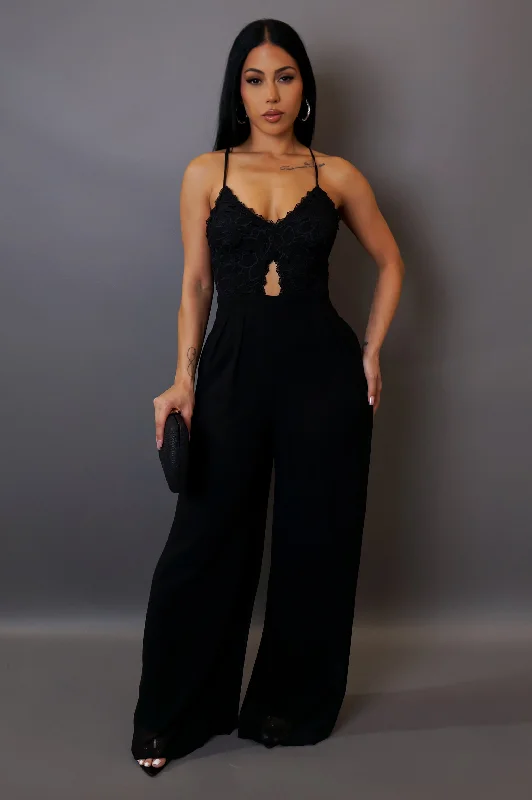 RESTOCK!! Clear As Day Jumpsuit - Black Sleek Women's Metallic