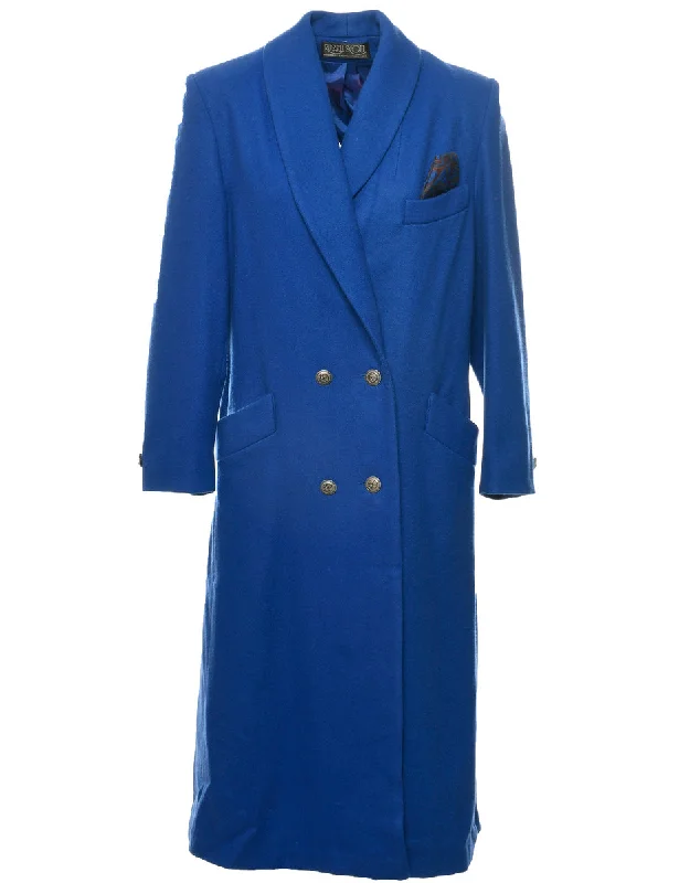 Blue Wool Coat - L Trendy Women's Oversized