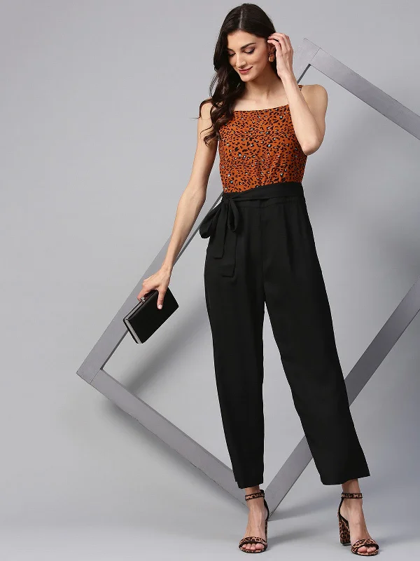 Brown Animal Print Jumpsuit Business