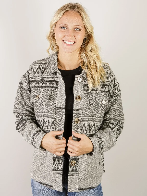Grey Fair Isle Shacket Confident Women's High - fashion