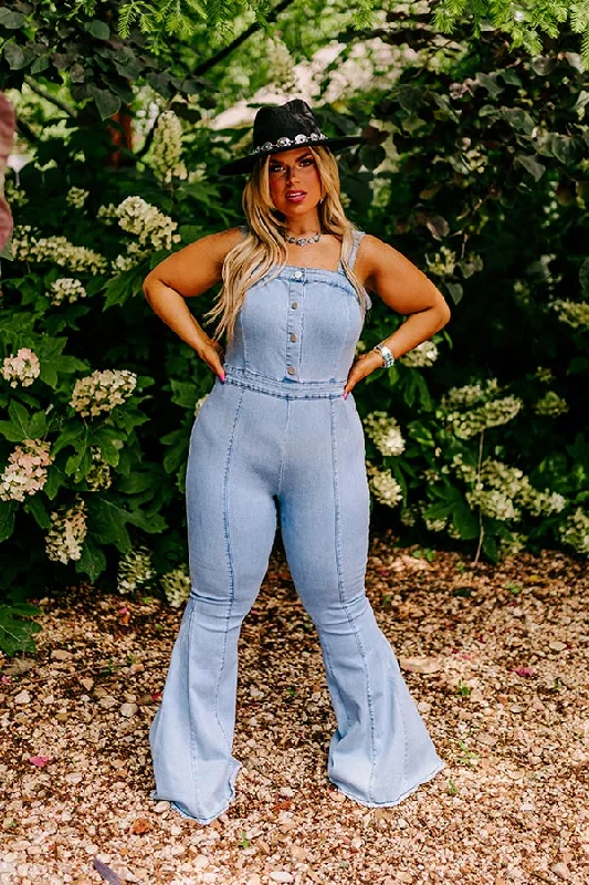 The Pike Denim Jumpsuit in Light Wash Curves Adventure