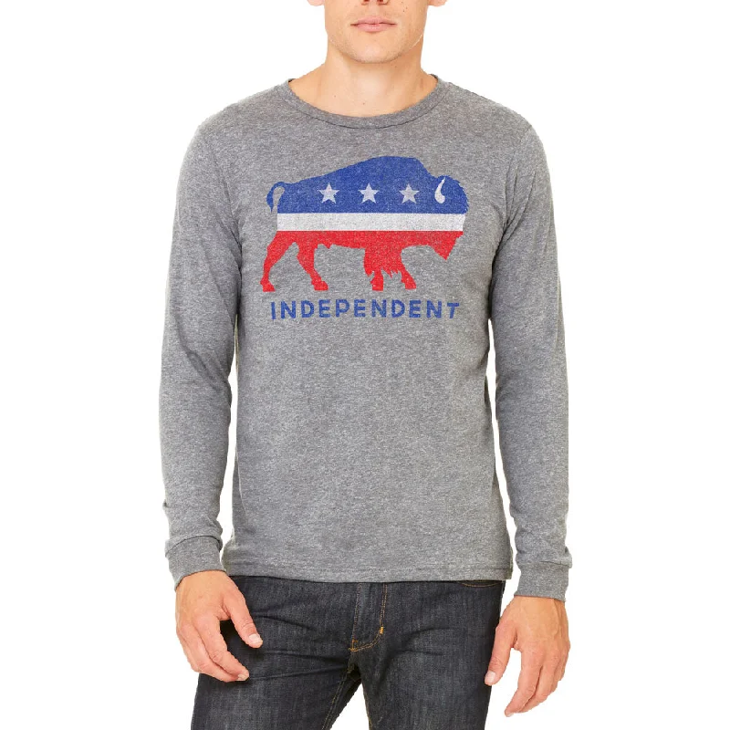 Independent Bison Unisex Airlume Long Sleeve Tee Practical Women's Quick - dry