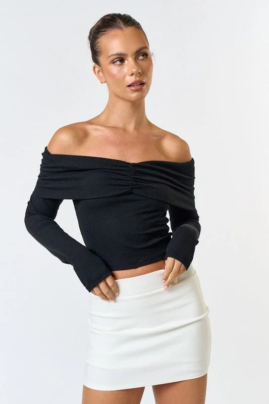 Elegant Off Shoulder Long Sleeve Top Casual Women's Loose - fitting
