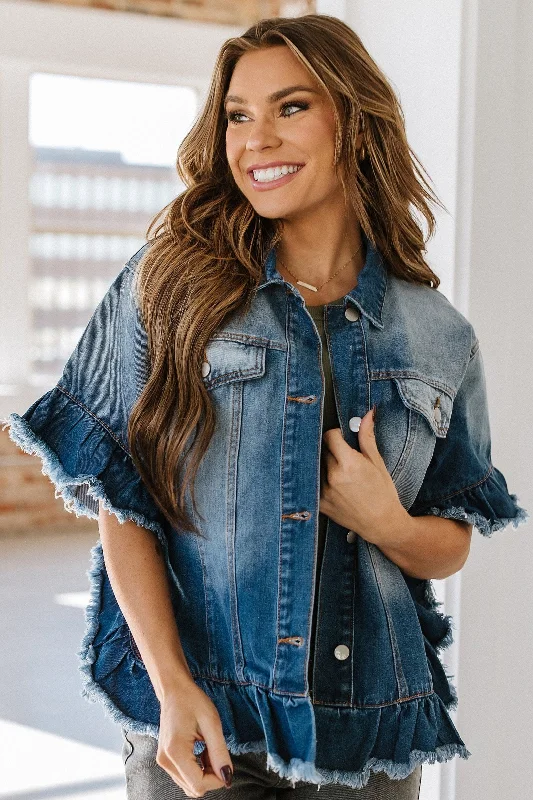 Cassy Short Sleeve Denim Jacket Athletic Women's 