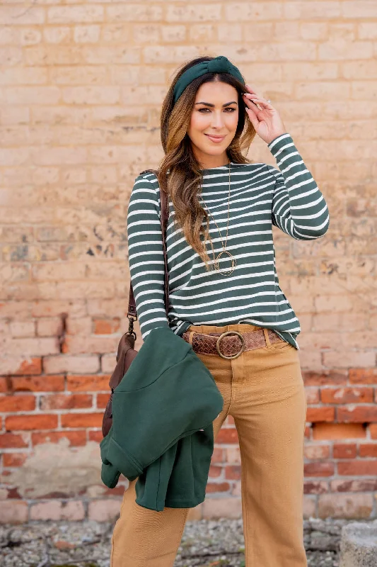 Striped Cotton Long Sleeve Tee Tough Women's Military - inspired