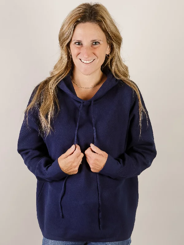 Navy Hooded Pullover Sweater Contemporary 