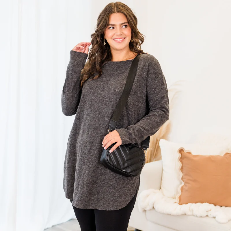 Cafe Cutie Tunic, Charcoal Refined Women's Classic 