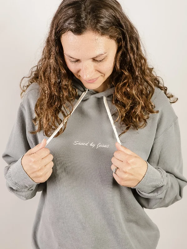 Saved By Jesus Comfort Color Embroidery Sweatshirt Laid - back Women's Vibe