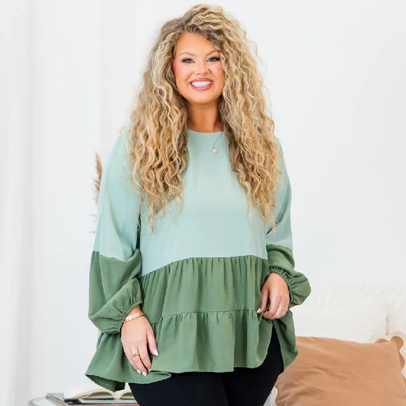 One Call Away Top, Sage Relaxed Women's Beachy