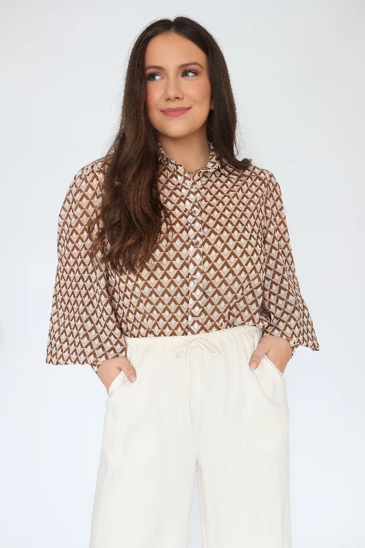 Fleetwood Blouse- Chocolate Geo- Final sale Modern Women's 