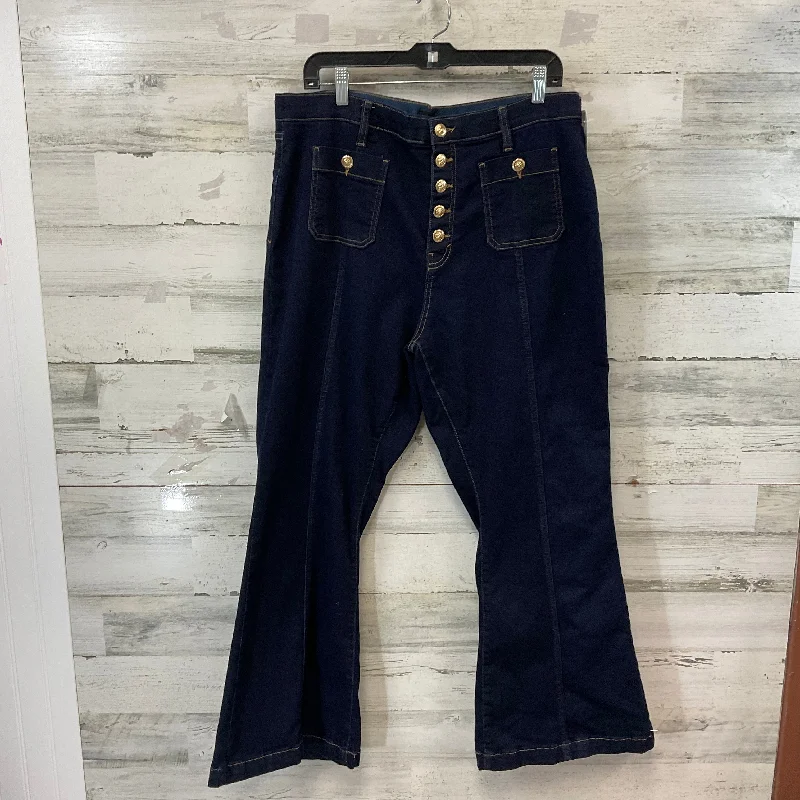 Jeans Flared By Bold Elements In Blue Denim, Size: 18 British Gentlewoman Style