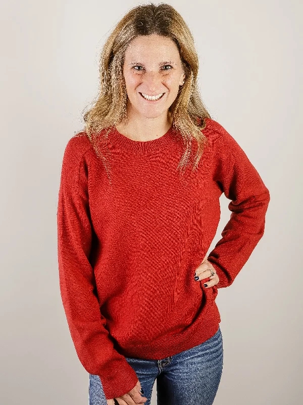 Dark Red Crewneck Sweater Scandinavian