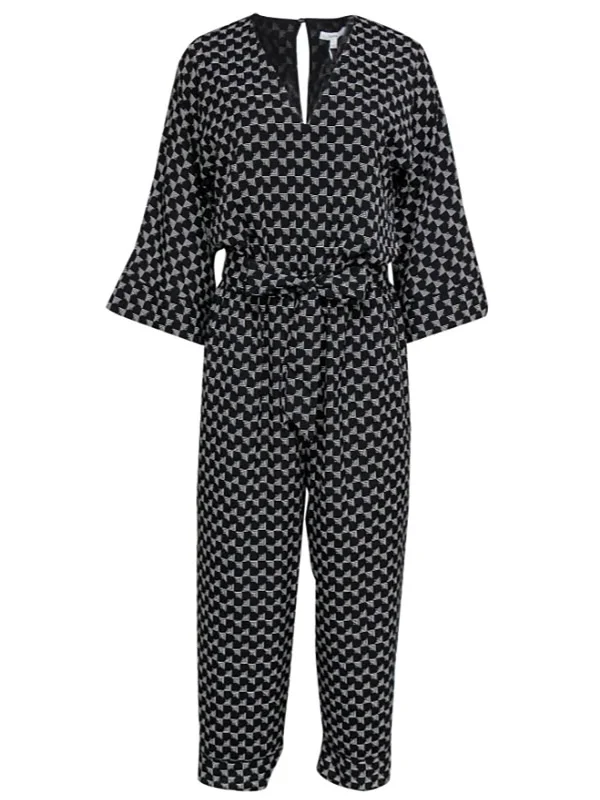 Joie Size XL (16) Black & White Geometric Jumpsuit Australian Beach
