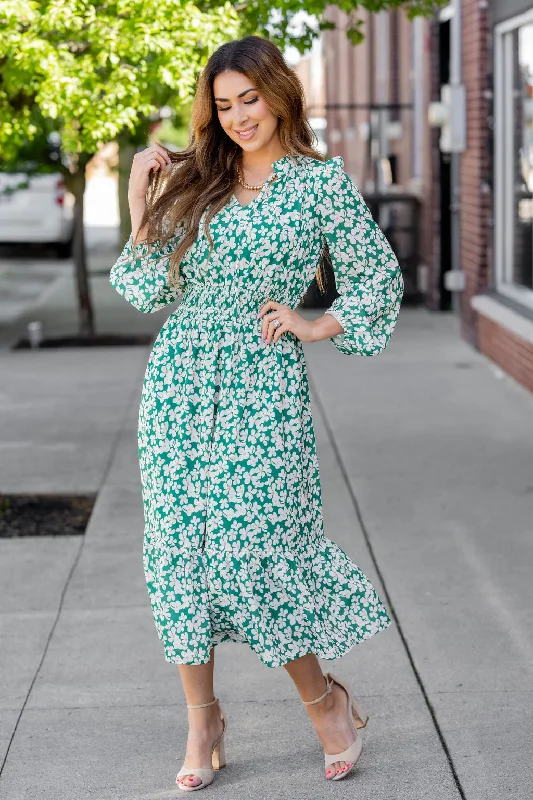 Azalea Ruffle Bottom Midi Dress European