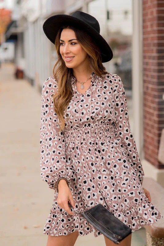 Floral Fun Cinched Dress Practical Women's Quick - dry
