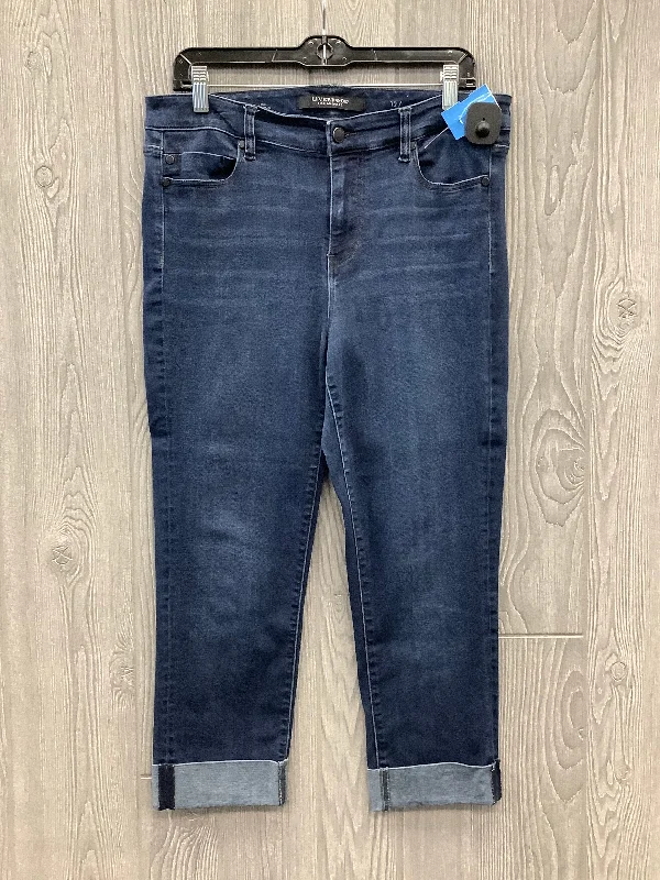 Jeans Cropped By Liverpool In Blue Denim, Size: 12 Contemporary 
