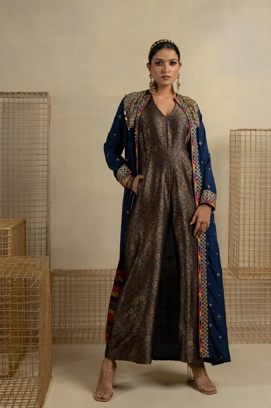 Neela Brocade Jumpsuit With Silk Embroidered Jacket Streetwear Style for 