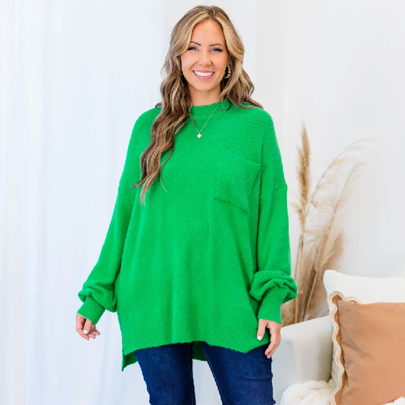 Reliable Love Sweater, Kelly Green Streetwear Style for 