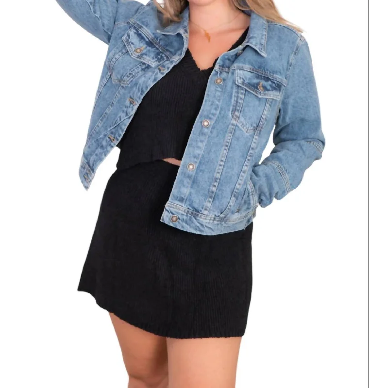 Rumors Denim Jacket In Light Indigo Sharp Women's Italian