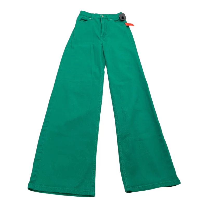 Jeans Wide Leg By Divided In Green Denim, Size: 0 Dapper Women's Bow - adorned