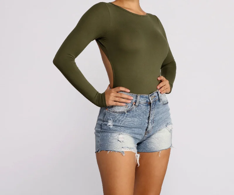 Never Basic Open Back Bodysuit garde
