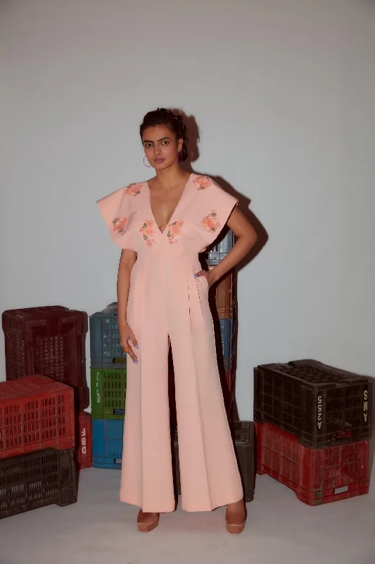 Jumpsuit with Embroidered Yoke Cozy Women's Winter
