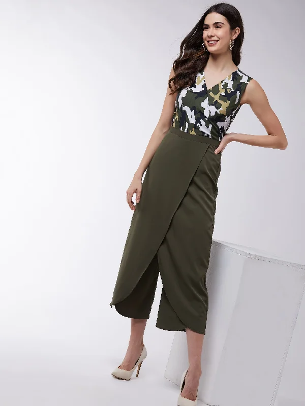Camouflage Bottom Wrap Jumpsuit Cool Women's Distressed