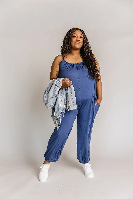 Kayla Jogger Jumpsuit - Blue Haze Hip Women's Retro