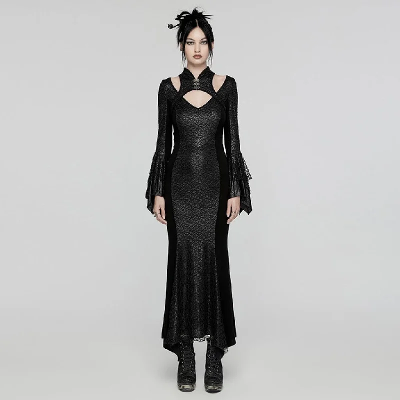 Women's Gothic Cheongsam Collar Fishtailed Gown Dress Black Refined Women's Classic Women's Gothic Cheongsam Collar Fishtailed Gown Dress Black Refined Women's Classic