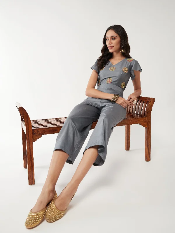 Fusion Embroidered Jumspuit Classic Women's Pin - striped