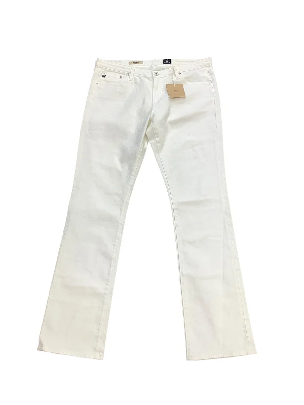 Jeans Boot Cut By Adriano Goldschmied In White Denim, Size: 14 Dapper Women's 1920S
