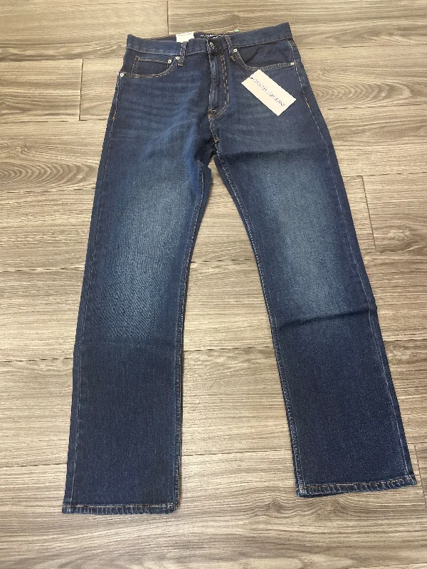 Jeans Straight By Calvin Klein In Blue, Size: 10 Sleek Women's Metallic