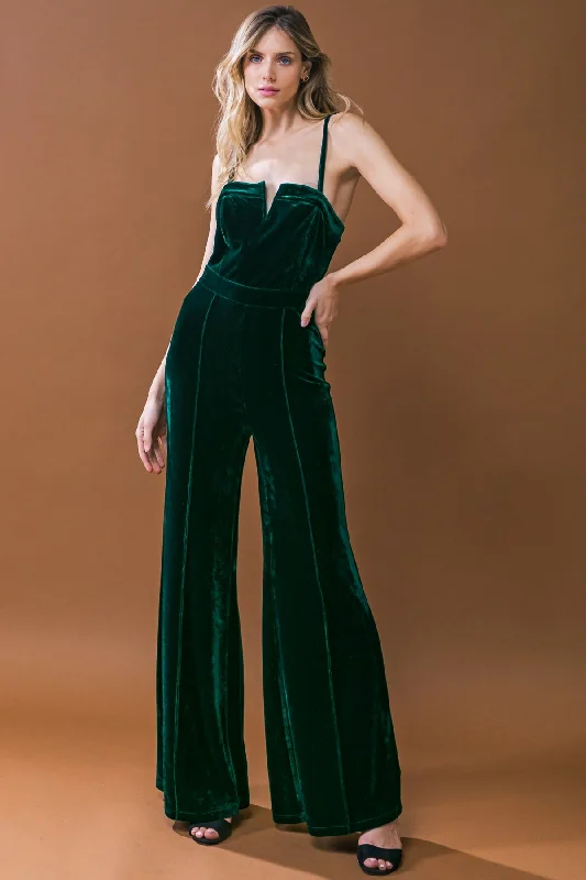 BLOW A KISS VELVET JUMPSUIT Refined Women's Hand - crafted