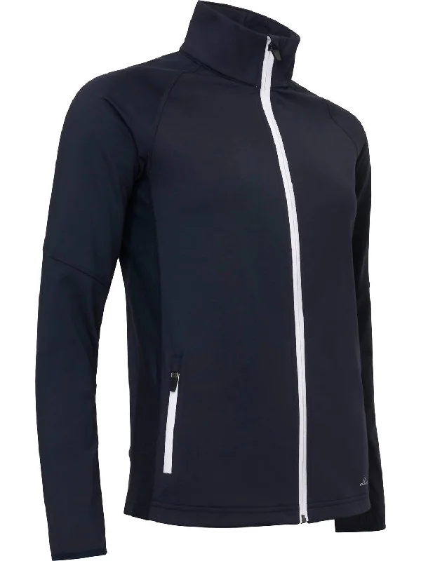 Women's Ashby Full-Zip Jacket With Pockets In Navy Feminine Women's Soft 