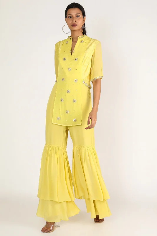 Hand Embroidered Yellow Indo Jumpsuit British Gentlewoman Style