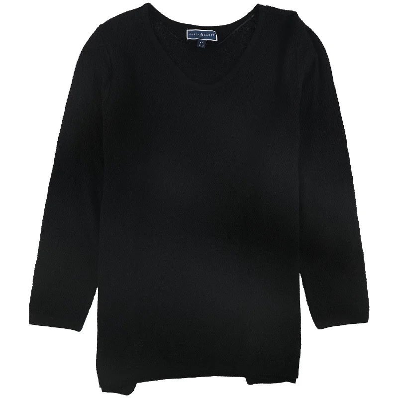 Karen Scott Womens Knit Tunic Sweater, Black, 3X French