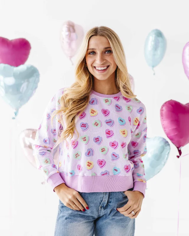 Sweethearts® Pink Stripe Women's Cropped Sweatshirt garde