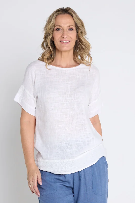 Zahns Linen Top - White Elegant Women's Formal 