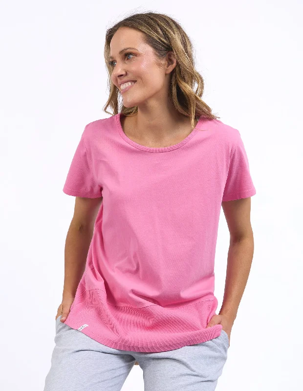 Rib Short Sleeve Tee Pink Geranium garde
