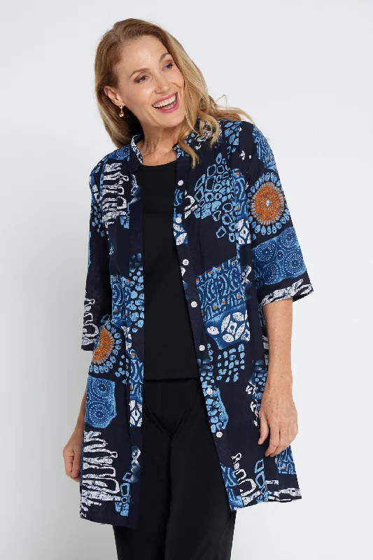 Granger Cotton Shirt - Winter Coastline Refined Women's Velvet