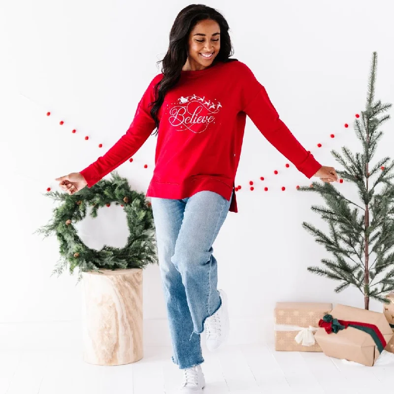 Believe Women's Crew Neck Sweatshirt Confident Women's High - fashion
