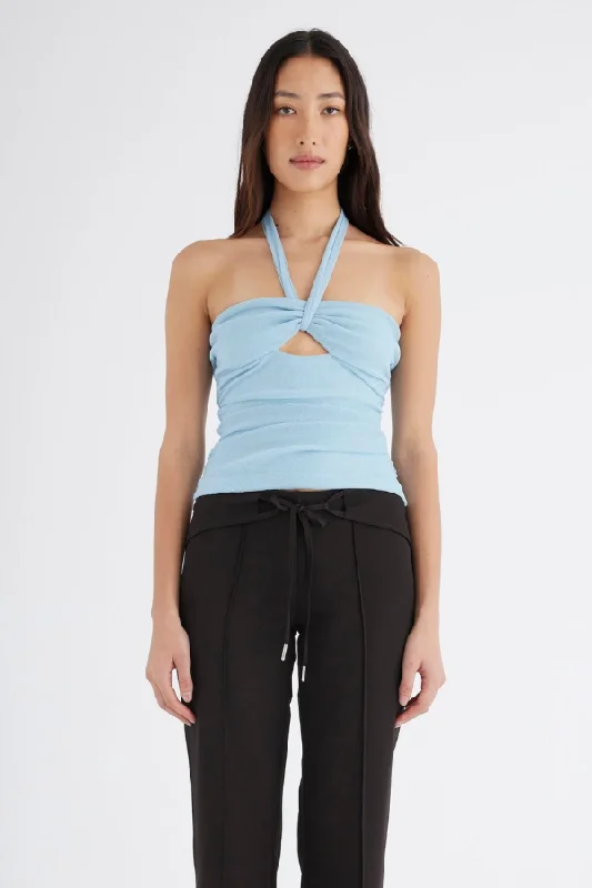 Prianka Halter Top Glacier Blue Trendy Women's Oversized