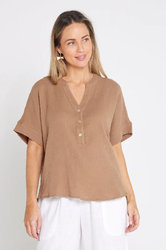 Gracie Cotton Muslin Top - Bark Sustainable Organic