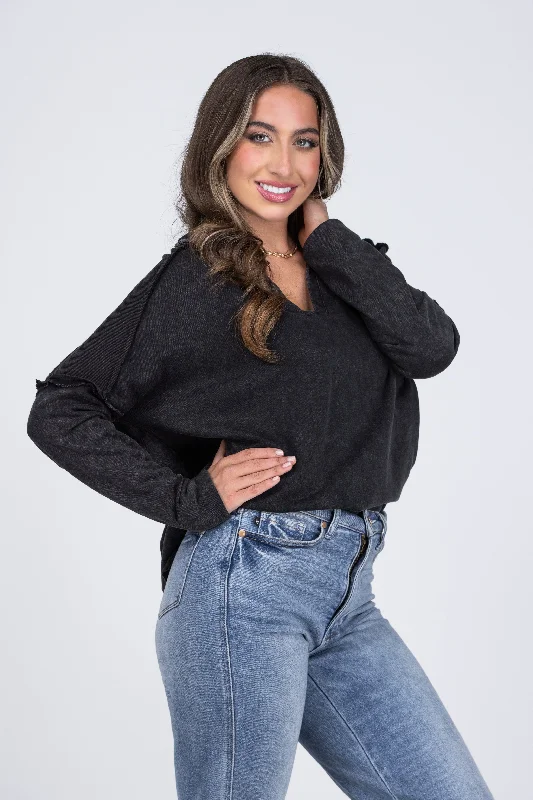 Meeting Halfway Women's Split Neck Collared Long Sleeve Top * Final Sale* Feminine Women's Style 