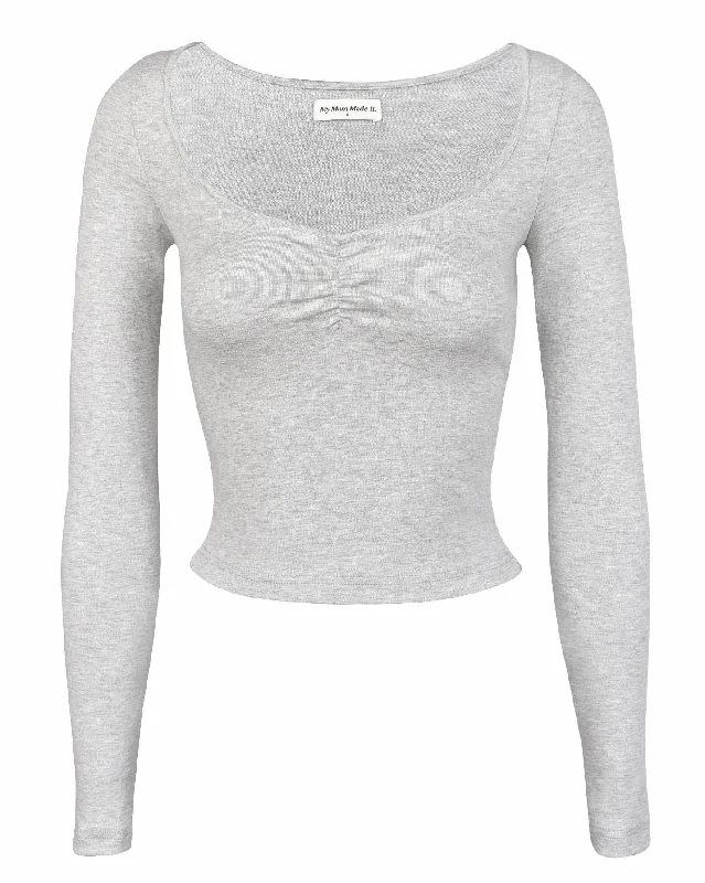 Gather Long Sleeve Tee - Grey Modern Women's 