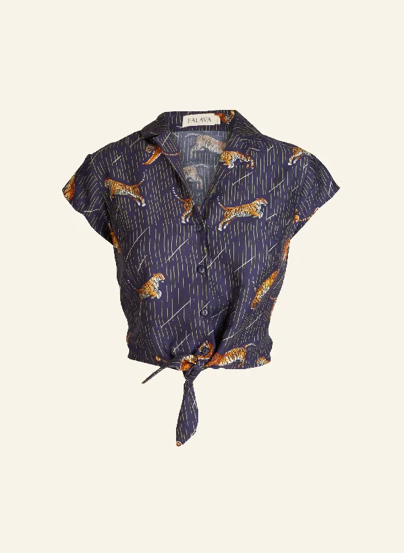 Peggy Top - Navy Tigers Trendy Women's 