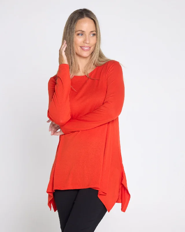 Andrea Long Sleeve Top - Mandarin Adventure