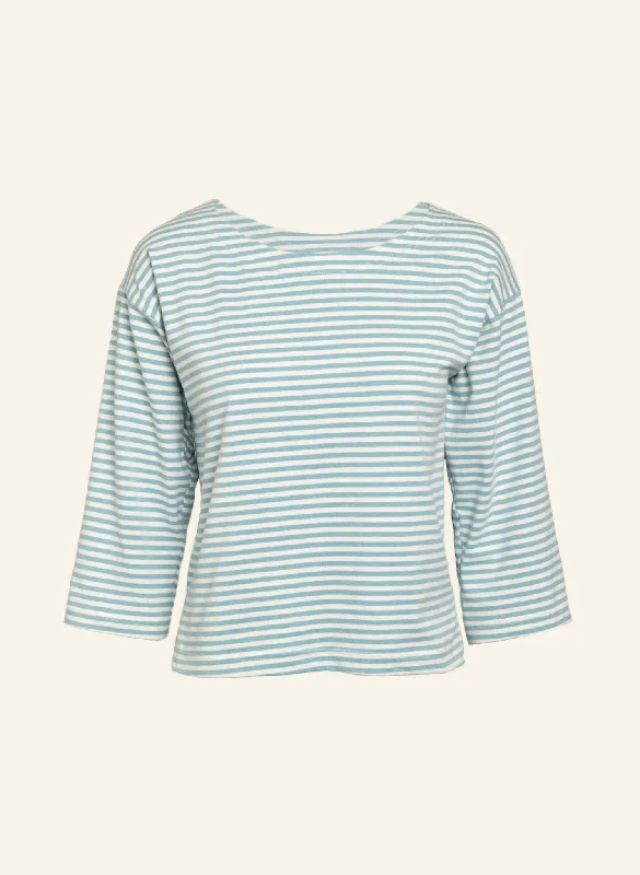 Tina Cotton Jersey Top - Light Blue Stripe garde
