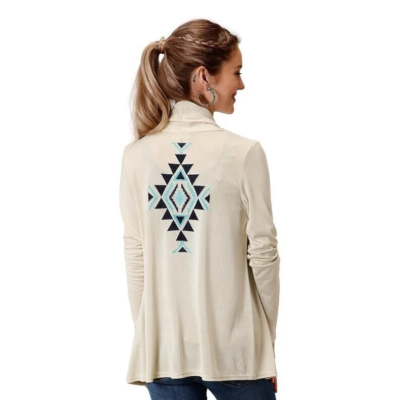 Roper Western Sweater Womens Cardigan White 03-058-0513-6102 WH Sophisticated Women's 